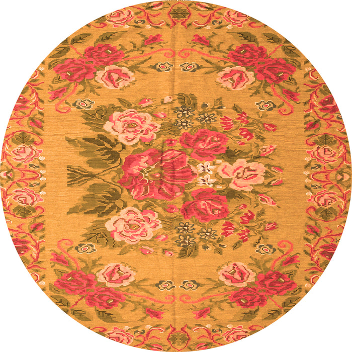 Machine Washable Medallion Orange French Area Rugs, wshtr933org
