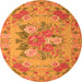 Machine Washable Medallion Orange French Area Rugs, wshtr933org