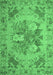 Machine Washable Medallion Emerald Green French Area Rugs, wshtr933emgrn