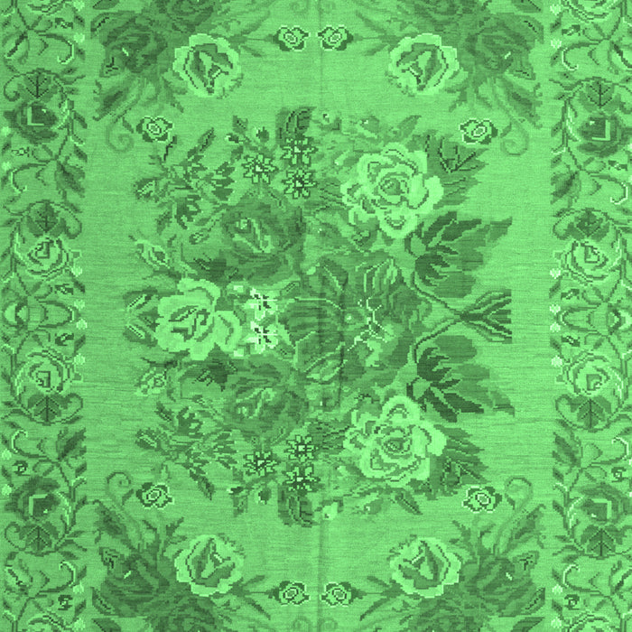 Machine Washable Medallion Emerald Green French Area Rugs, wshtr933emgrn