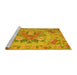 Sideview of Machine Washable Medallion Yellow French Rug, wshtr933yw
