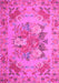 Machine Washable Medallion Pink French Rug, wshtr933pnk