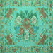 Square Medallion Turquoise French Rug, tr933turq