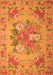 Serging Thickness of Machine Washable Medallion Orange French Area Rugs, wshtr933org