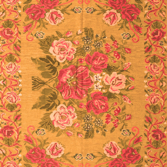 Serging Thickness of Machine Washable Medallion Orange French Area Rugs, wshtr933org