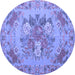 Round Medallion Blue French Rug, tr933blu