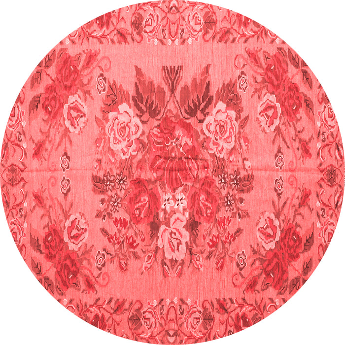 Machine Washable Medallion Red French Rug, wshtr933red