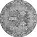 Machine Washable Medallion Gray French Rug, wshtr933gry