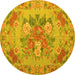 Round Medallion Yellow French Rug, tr933yw