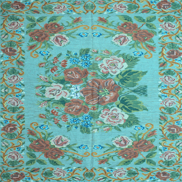 Square Medallion Light Blue French Rug, tr933lblu