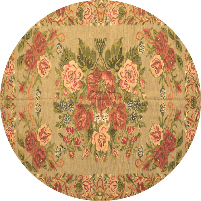 Round Medallion Brown French Rug, tr933brn