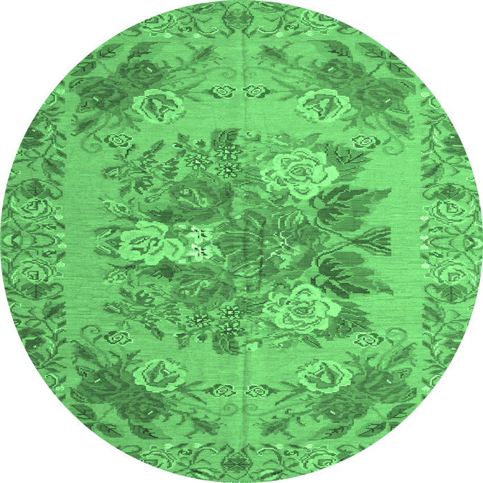 Round Medallion Emerald Green French Rug, tr933emgrn