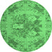 Round Medallion Emerald Green French Rug, tr933emgrn