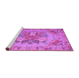 Sideview of Machine Washable Medallion Purple French Area Rugs, wshtr933pur