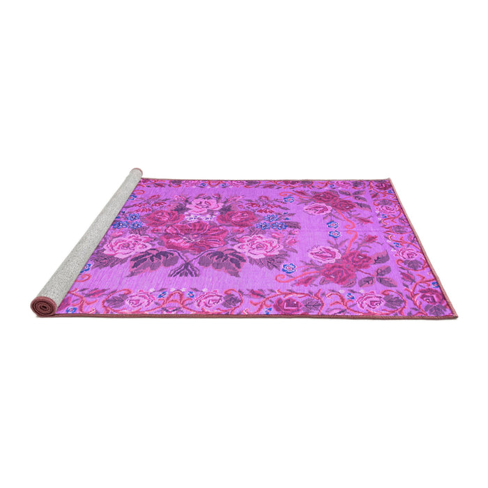 Sideview of Machine Washable Medallion Purple French Area Rugs, wshtr933pur