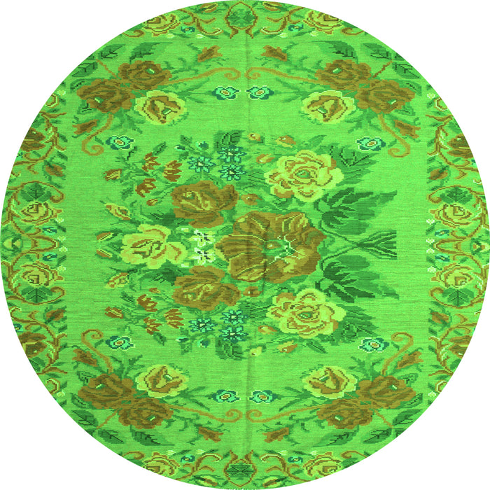 Machine Washable Medallion Green French Area Rugs, wshtr933grn