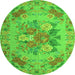 Machine Washable Medallion Green French Area Rugs, wshtr933grn