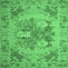 Square Medallion Emerald Green French Rug, tr933emgrn