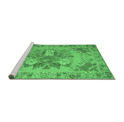 Sideview of Machine Washable Medallion Emerald Green French Area Rugs, wshtr933emgrn
