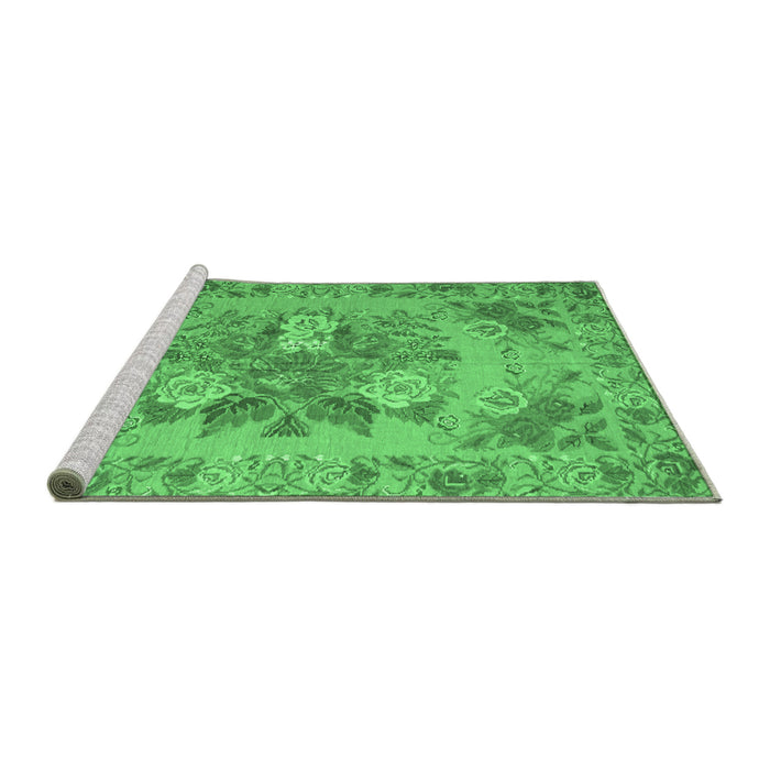 Sideview of Machine Washable Medallion Emerald Green French Area Rugs, wshtr933emgrn