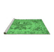 Sideview of Machine Washable Medallion Emerald Green French Area Rugs, wshtr933emgrn