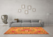 Machine Washable Medallion Orange French Area Rugs in a Living Room, wshtr933org