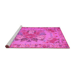 Sideview of Machine Washable Medallion Pink French Rug, wshtr933pnk