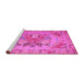 Sideview of Machine Washable Medallion Pink French Rug, wshtr933pnk