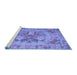 Sideview of Machine Washable Medallion Blue French Rug, wshtr933blu