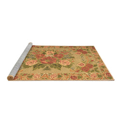 Sideview of Machine Washable Medallion Brown French Rug, wshtr933brn