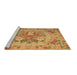 Sideview of Machine Washable Medallion Brown French Rug, wshtr933brn