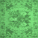 Square Machine Washable Medallion Emerald Green French Area Rugs, wshtr933emgrn