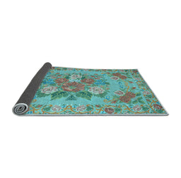 Sideview of Medallion Light Blue French Rug, tr933lblu