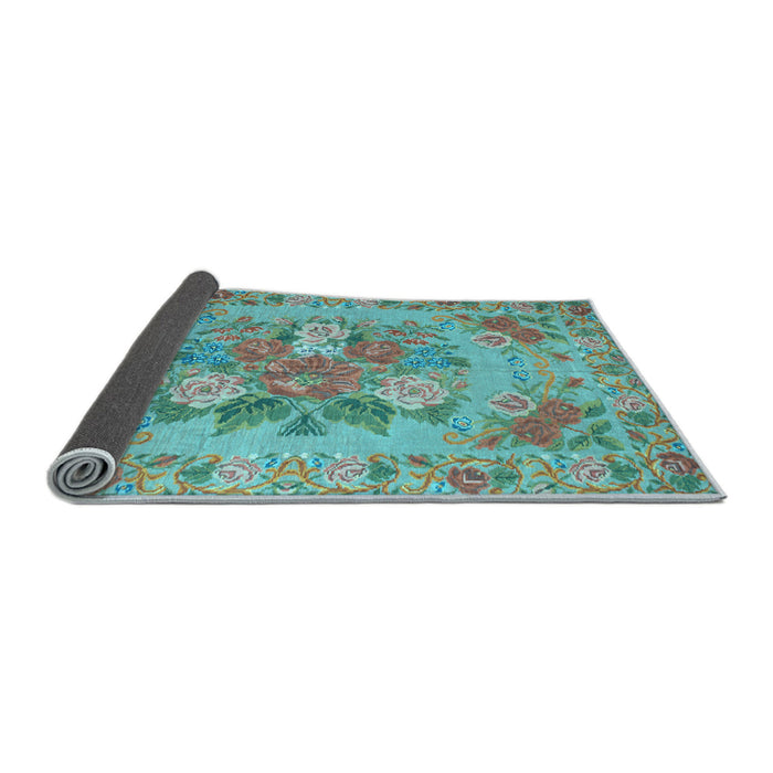 Sideview of Medallion Light Blue French Rug, tr933lblu