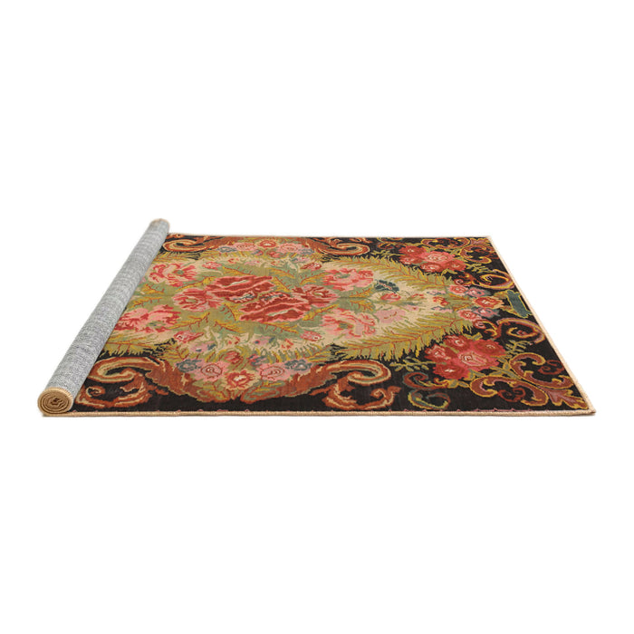 Sideview of Machine Washable Traditional Gold Rug, wshtr934