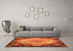 Machine Washable Medallion Orange French Area Rugs in a Living Room, wshtr934org