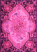 Machine Washable Medallion Pink French Rug, wshtr934pnk