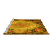 Sideview of Machine Washable Medallion Yellow French Rug, wshtr934yw