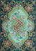 Machine Washable Medallion Light Blue French Rug, wshtr934lblu