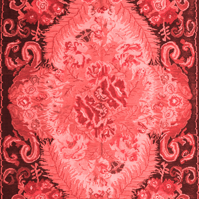Machine Washable Medallion Red French Rug, wshtr934red