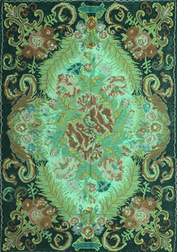 Medallion Turquoise French Rug, tr934turq