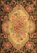 Machine Washable Medallion Brown French Rug, wshtr934brn