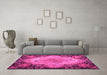 Machine Washable Medallion Pink French Rug in a Living Room, wshtr934pnk