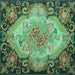 Square Medallion Turquoise French Rug, tr934turq