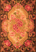 Serging Thickness of Machine Washable Medallion Orange French Area Rugs, wshtr934org