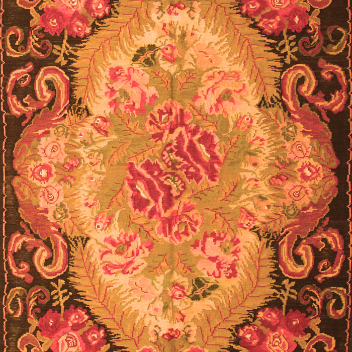 Serging Thickness of Machine Washable Medallion Orange French Area Rugs, wshtr934org