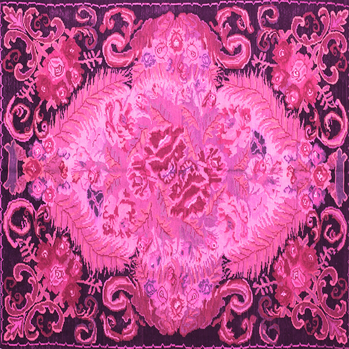 Square Machine Washable Medallion Pink French Rug, wshtr934pnk
