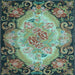 Square Medallion Light Blue French Rug, tr934lblu