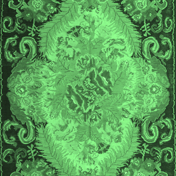 Machine Washable Medallion Emerald Green French Area Rugs, wshtr934emgrn