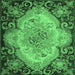 Square Medallion Emerald Green French Rug, tr934emgrn